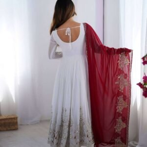 Women's Georgette Embroidery Sequence Work Anarkali Kurti With Dupatta Set